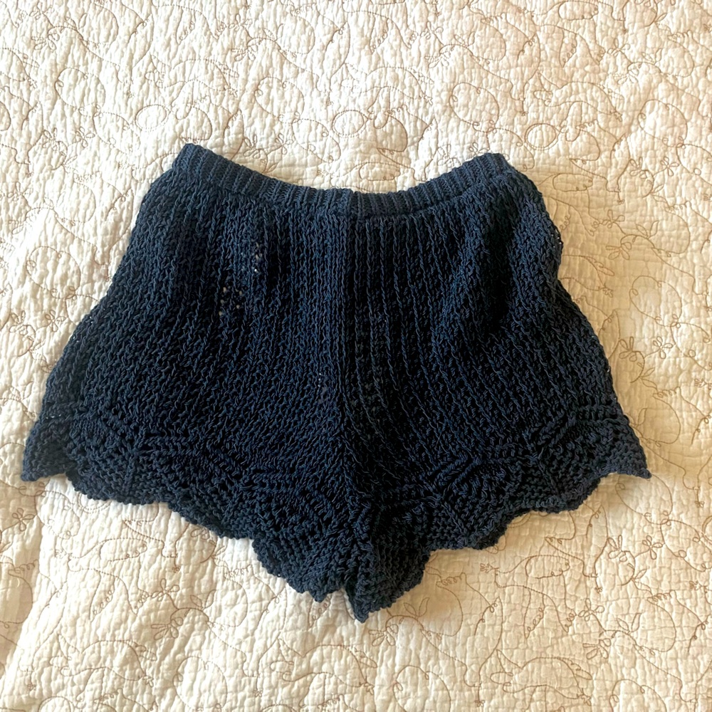 NWT Zara blue crochet shorts